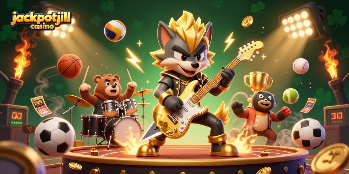Experience the excitement of jackpotjill casino with thrilling 3D action featuring cartoon characters in a vibrant casino.