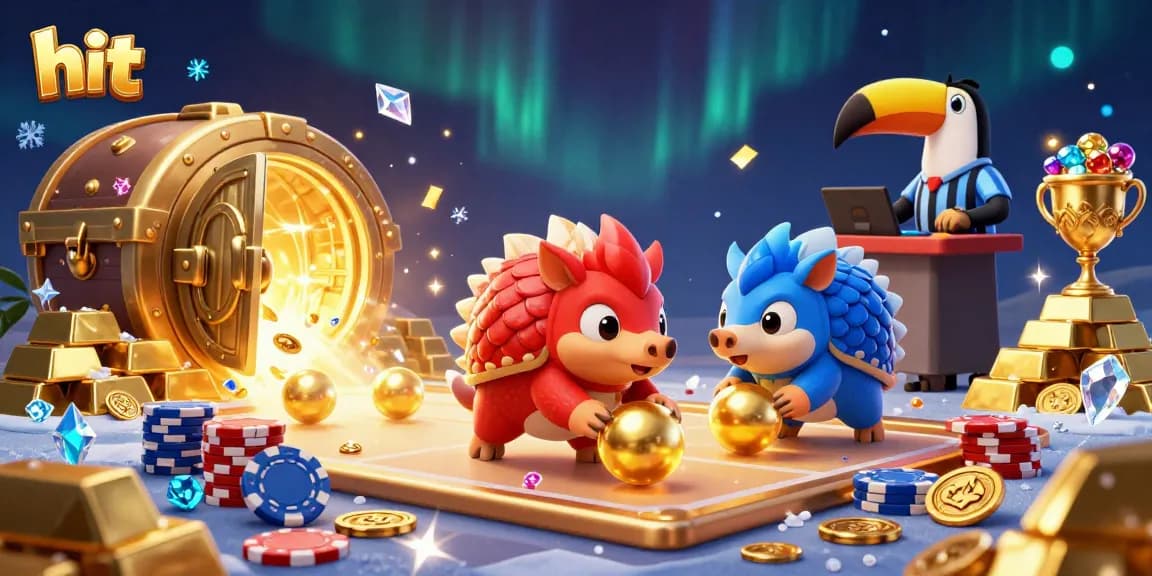 Experience the thrill of hit gaming as rival pangolins bowl through poker chips and golden treasures.