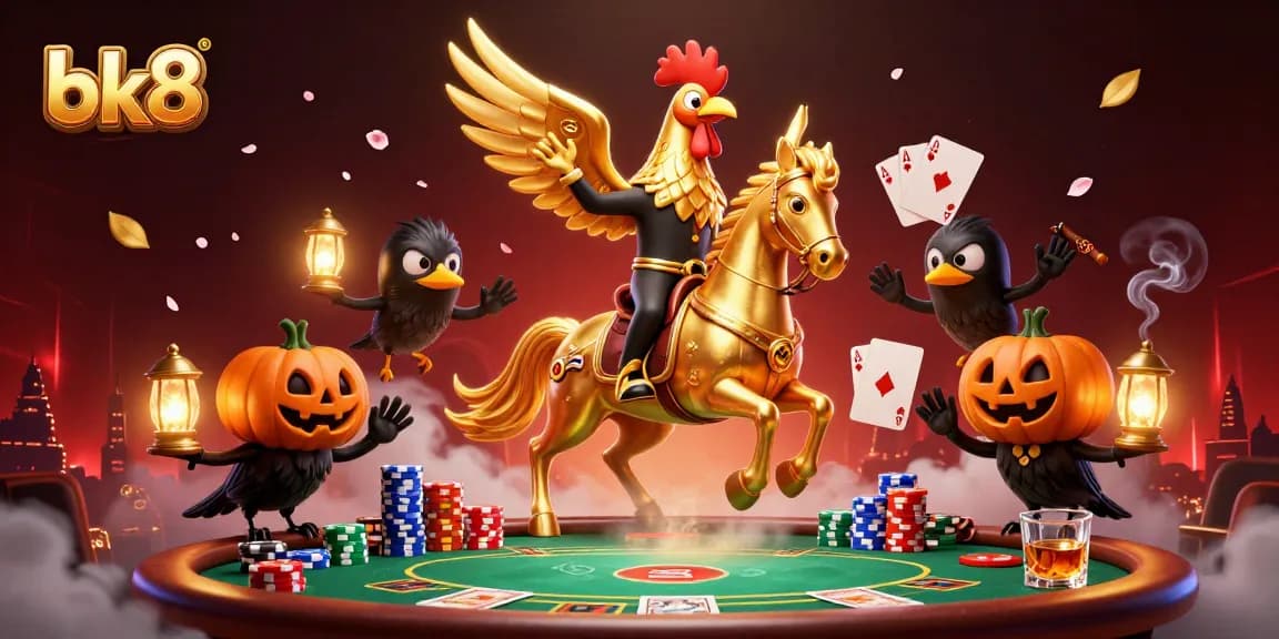 Experience dynamic gaming action at bk8 in a vibrant midnight casino scene.