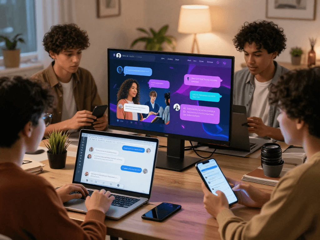 Engaging in ai sex chat on digital devices in a cozy setting.