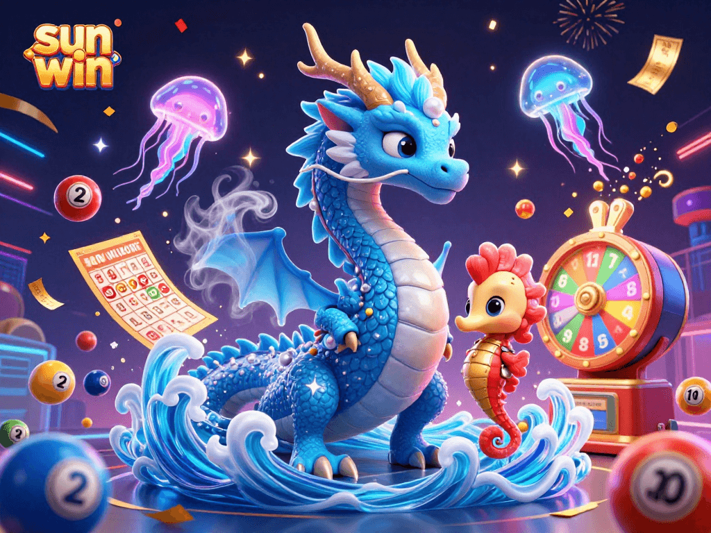 Experience the thrill of the sun win lottery with vibrant dragons and playful jellyfish!