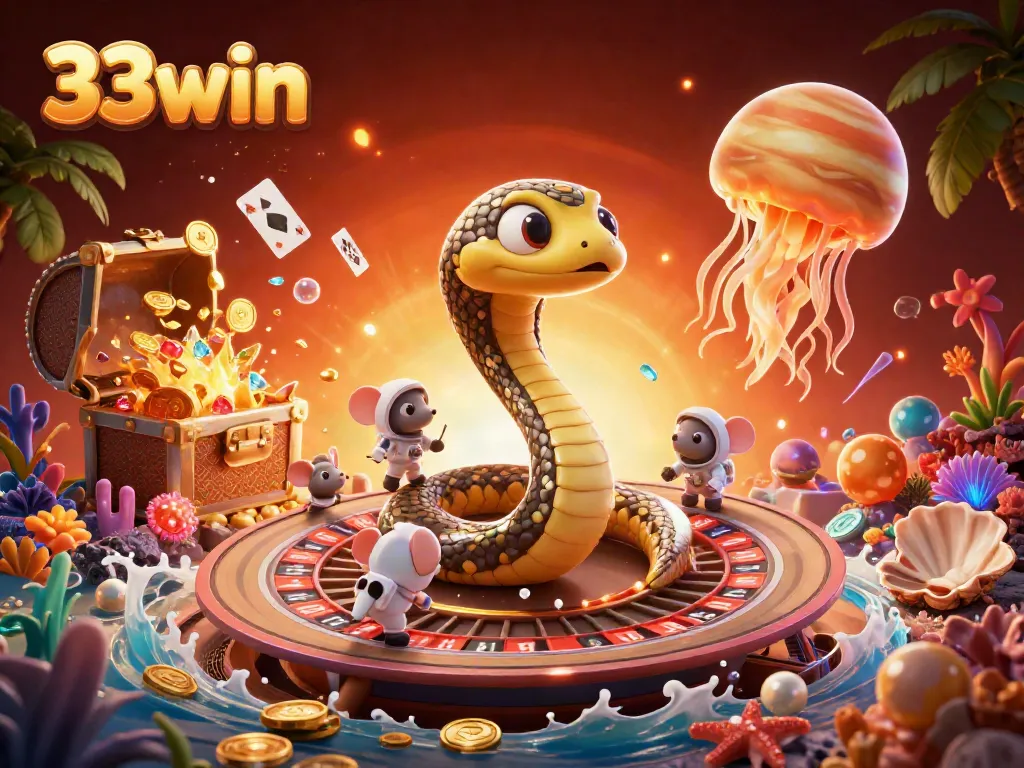 Experience thrilling gameplay at 33win with vibrant casino elements and cosmic characters.