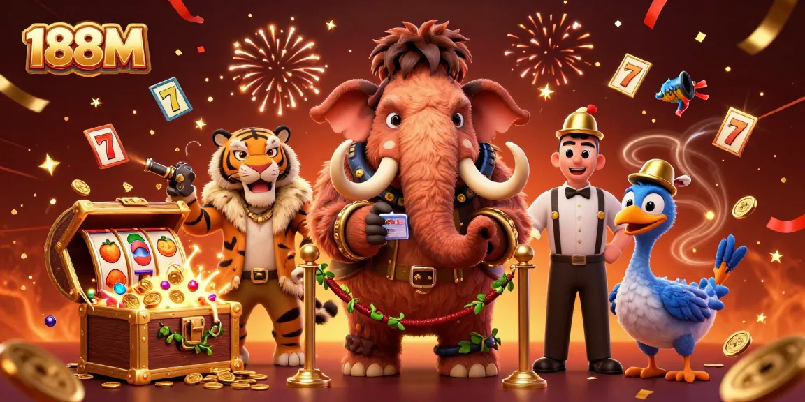 Experience the excitement of 188M with vibrant 3D casino characters and vibrant slot game elements.